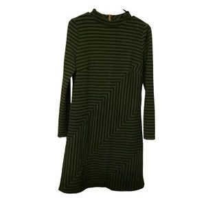 Anthropology Hutch Green/Black Striped Dress Size Small